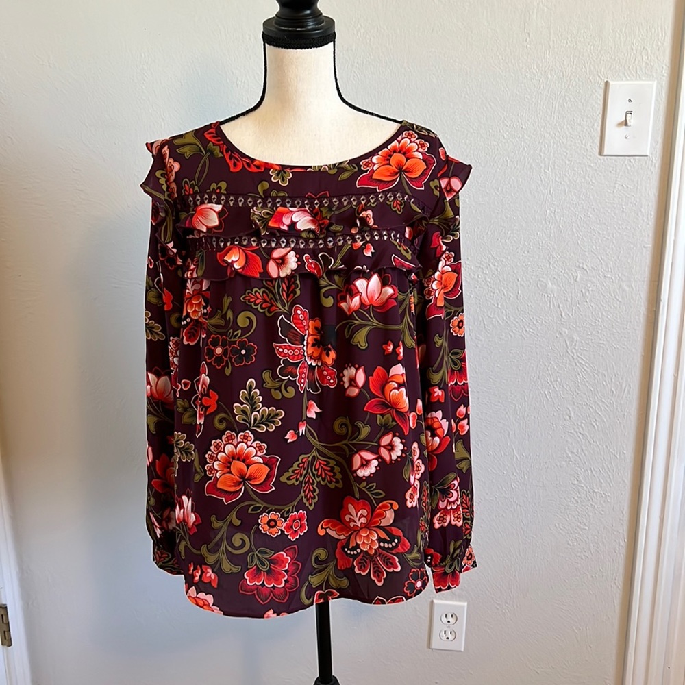 LOFT ruffle blouse, L